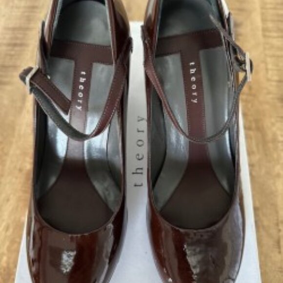 Theory Chocolate Patent Leather Heels Size 36 - Picture 5 of 6
